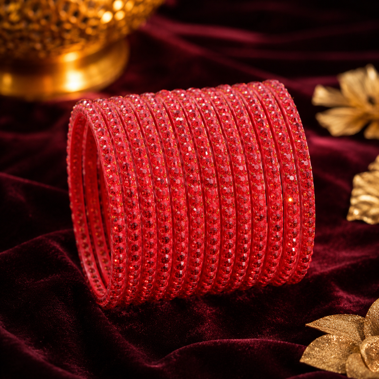 Half Moon — Crescent motifs in crimson and gold