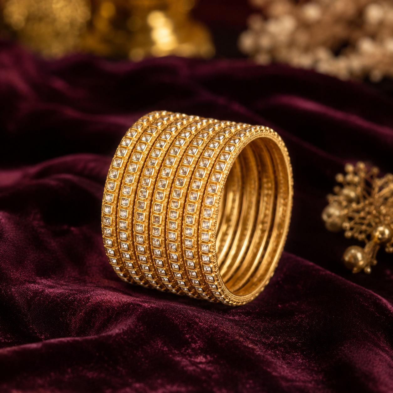 Kundan Stones — Flat uncut kundan stones in double rows